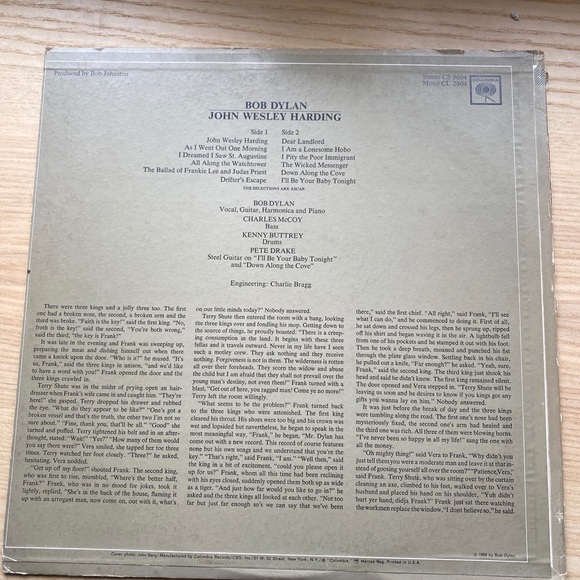 Bob Dylan John Wesley Harding Vinyl Record LP - Picture 2 of 4